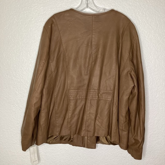 CHARTER CLUB PLUS SIZE 3X TAN BROWN FAUX LEATHER CORE JACKET OUTERWEAR TOP FALL - Picture 6 of 12